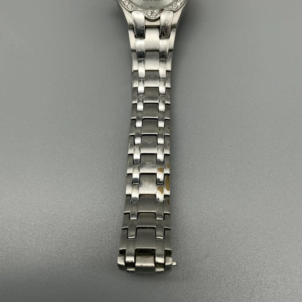 Anne Klein Womens Watch 24mm Silver Dial Crystal Bezel Date New Battery 6.25
